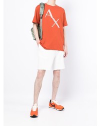 orange bedrucktes T-Shirt mit einem Rundhalsausschnitt von Armani Exchange