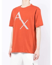 orange bedrucktes T-Shirt mit einem Rundhalsausschnitt von Armani Exchange