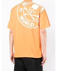 orange bedrucktes T-Shirt mit einem Rundhalsausschnitt von Mastermind World