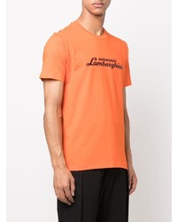 orange bedrucktes T-Shirt mit einem Rundhalsausschnitt von Automobili Lamborghini