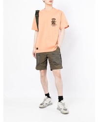 orange bedrucktes T-Shirt mit einem Rundhalsausschnitt von Alpha Industries