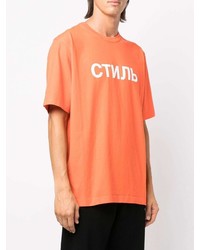 orange bedrucktes T-Shirt mit einem Rundhalsausschnitt von Heron Preston