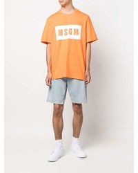 orange bedrucktes T-Shirt mit einem Rundhalsausschnitt von MSGM