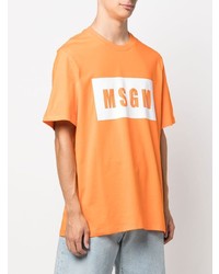 orange bedrucktes T-Shirt mit einem Rundhalsausschnitt von MSGM