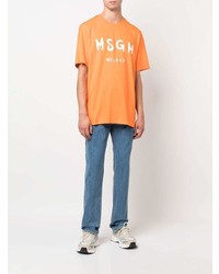 orange bedrucktes T-Shirt mit einem Rundhalsausschnitt von MSGM