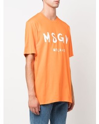 orange bedrucktes T-Shirt mit einem Rundhalsausschnitt von MSGM