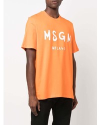 orange bedrucktes T-Shirt mit einem Rundhalsausschnitt von MSGM