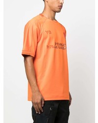 orange bedrucktes T-Shirt mit einem Rundhalsausschnitt von Y-3