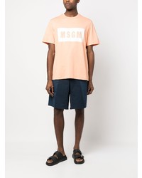 orange bedrucktes T-Shirt mit einem Rundhalsausschnitt von MSGM