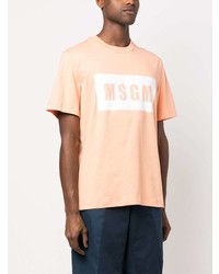 orange bedrucktes T-Shirt mit einem Rundhalsausschnitt von MSGM