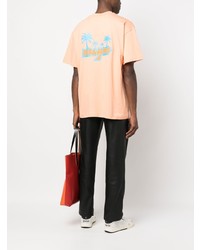 orange bedrucktes T-Shirt mit einem Rundhalsausschnitt von MSGM