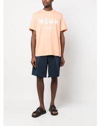 orange bedrucktes T-Shirt mit einem Rundhalsausschnitt von MSGM