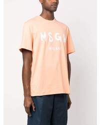 orange bedrucktes T-Shirt mit einem Rundhalsausschnitt von MSGM