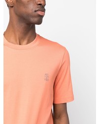 orange bedrucktes T-Shirt mit einem Rundhalsausschnitt von Brunello Cucinelli