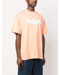 orange bedrucktes T-Shirt mit einem Rundhalsausschnitt von MSGM