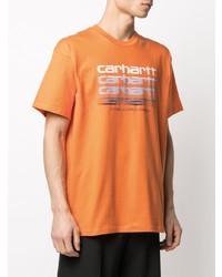 orange bedrucktes T-Shirt mit einem Rundhalsausschnitt von Carhartt WIP