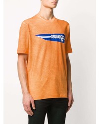 orange bedrucktes T-Shirt mit einem Rundhalsausschnitt von DSQUARED2