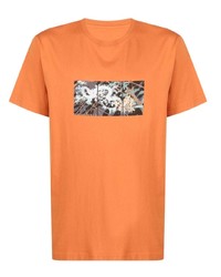 orange bedrucktes T-Shirt mit einem Rundhalsausschnitt von Maharishi