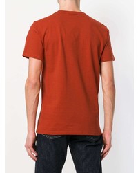 orange bedrucktes T-Shirt mit einem Rundhalsausschnitt von MAISON KITSUNÉ