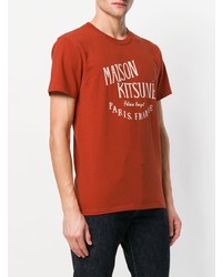 orange bedrucktes T-Shirt mit einem Rundhalsausschnitt von MAISON KITSUNÉ