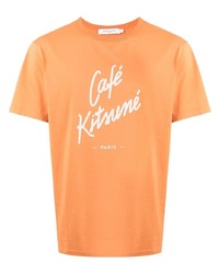 orange bedrucktes T-Shirt mit einem Rundhalsausschnitt von MAISON KITSUNÉ