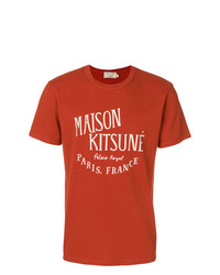 orange bedrucktes T-Shirt mit einem Rundhalsausschnitt von MAISON KITSUNÉ