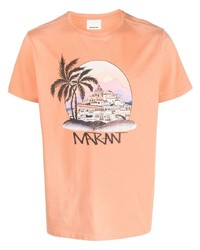 orange bedrucktes T-Shirt mit einem Rundhalsausschnitt von MARANT