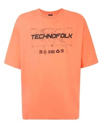 orange bedrucktes T-Shirt mit einem Rundhalsausschnitt von Marcelo Burlon County of Milan