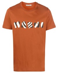 orange bedrucktes T-Shirt mit einem Rundhalsausschnitt von Marni