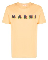 orange bedrucktes T-Shirt mit einem Rundhalsausschnitt von Marni