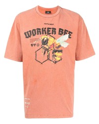 orange bedrucktes T-Shirt mit einem Rundhalsausschnitt von Mauna Kea