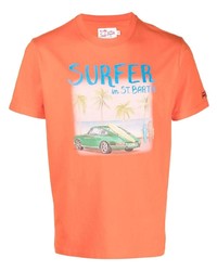 orange bedrucktes T-Shirt mit einem Rundhalsausschnitt von MC2 Saint Barth