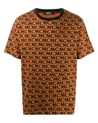 orange bedrucktes T-Shirt mit einem Rundhalsausschnitt von MCM