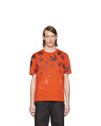 orange bedrucktes T-Shirt mit einem Rundhalsausschnitt von McQ Alexander McQueen