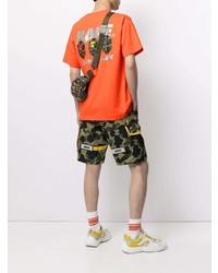 orange bedrucktes T-Shirt mit einem Rundhalsausschnitt von A Bathing Ape