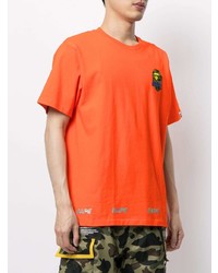 orange bedrucktes T-Shirt mit einem Rundhalsausschnitt von A Bathing Ape