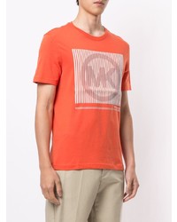 orange bedrucktes T-Shirt mit einem Rundhalsausschnitt von Michael Kors