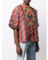 orange bedrucktes T-Shirt mit einem Rundhalsausschnitt von Walter Van Beirendonck