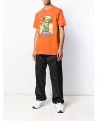 orange bedrucktes T-Shirt mit einem Rundhalsausschnitt von Supreme