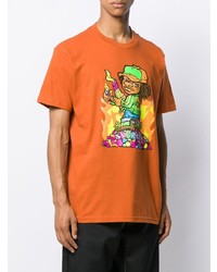 orange bedrucktes T-Shirt mit einem Rundhalsausschnitt von Supreme