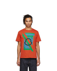 orange bedrucktes T-Shirt mit einem Rundhalsausschnitt von Moncler Genius