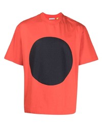 orange bedrucktes T-Shirt mit einem Rundhalsausschnitt von Moncler