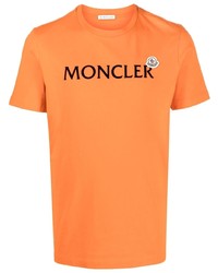 orange bedrucktes T-Shirt mit einem Rundhalsausschnitt von Moncler