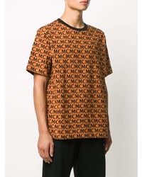 orange bedrucktes T-Shirt mit einem Rundhalsausschnitt von MCM