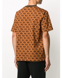 orange bedrucktes T-Shirt mit einem Rundhalsausschnitt von MCM