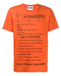 orange bedrucktes T-Shirt mit einem Rundhalsausschnitt von Moschino