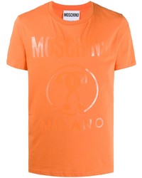 orange bedrucktes T-Shirt mit einem Rundhalsausschnitt von Moschino