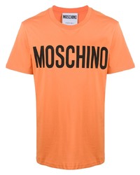 orange bedrucktes T-Shirt mit einem Rundhalsausschnitt von Moschino