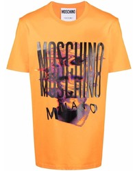 orange bedrucktes T-Shirt mit einem Rundhalsausschnitt von Moschino