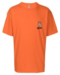 orange bedrucktes T-Shirt mit einem Rundhalsausschnitt von Moschino